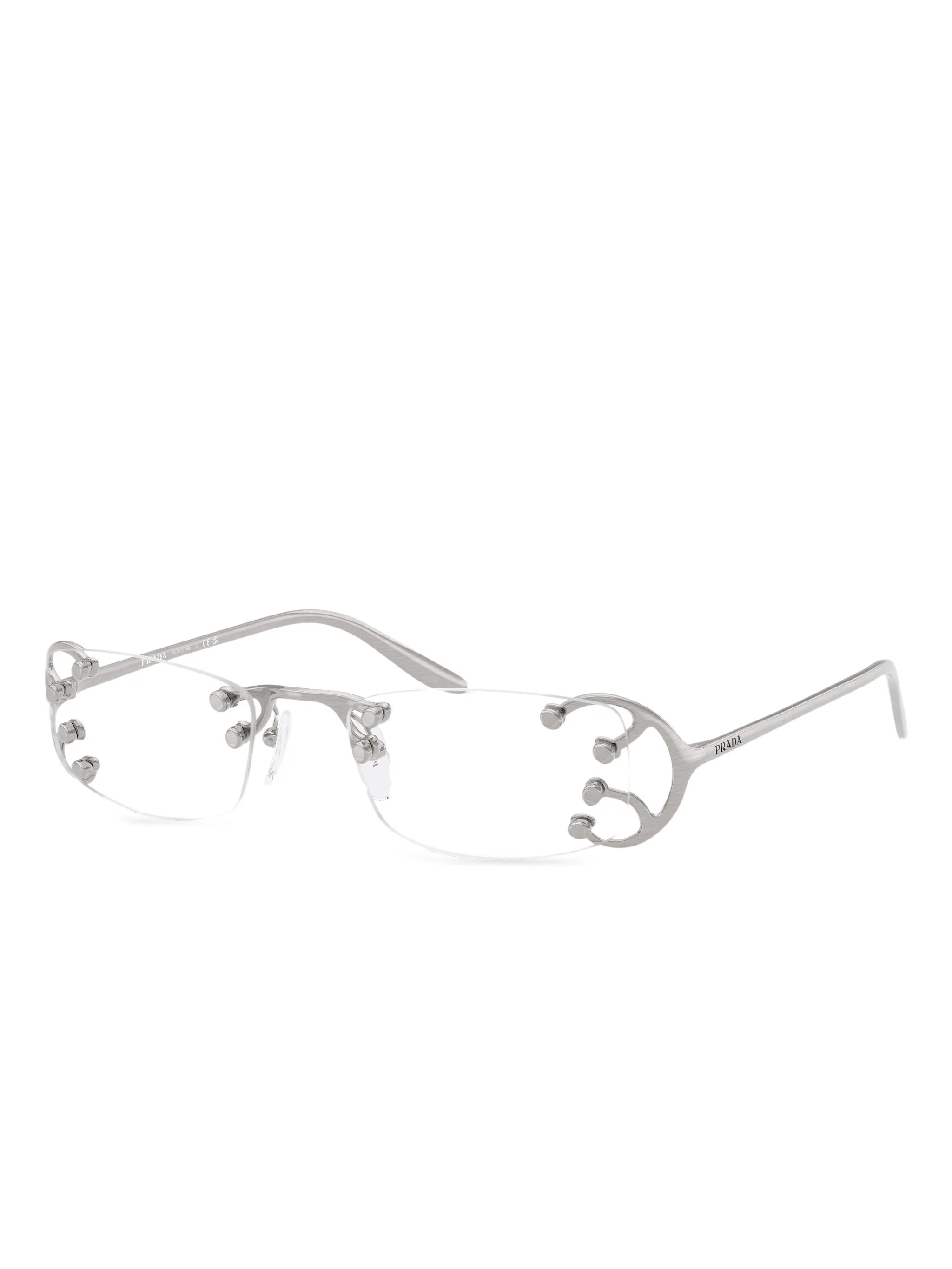 Premium squared Prada sunglasses in black front